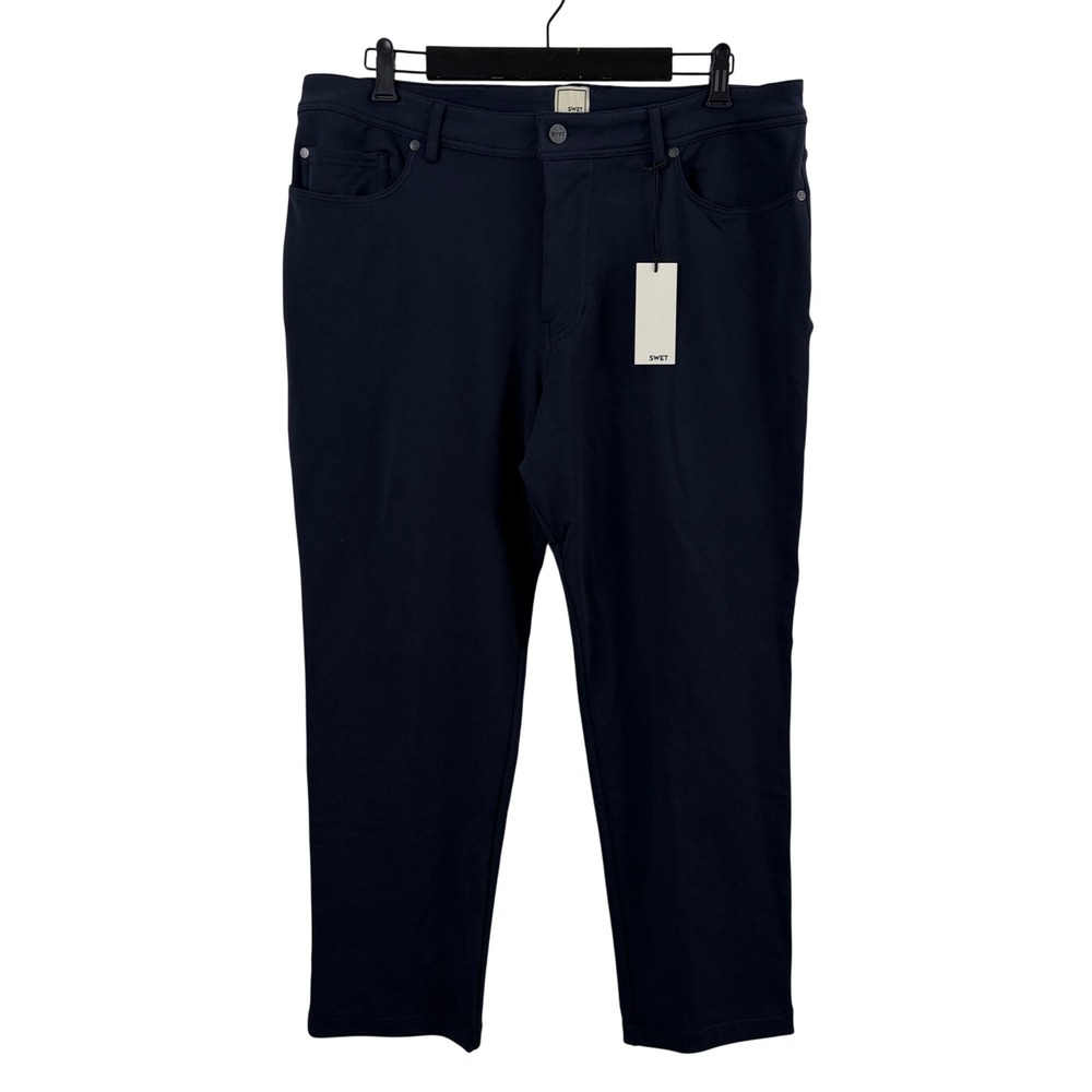 Swet Tailor Pants Mens 36 Navy Blue Five Pocket Cotton Spandex Chino Trouser NWT